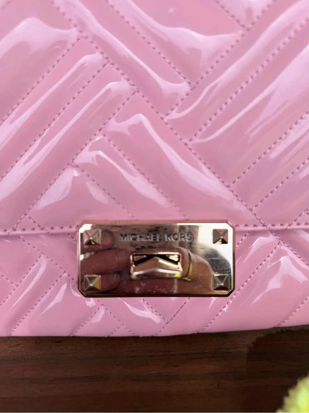 Michael Kors Pink Quilted Shoulder Bag with Gold Chain